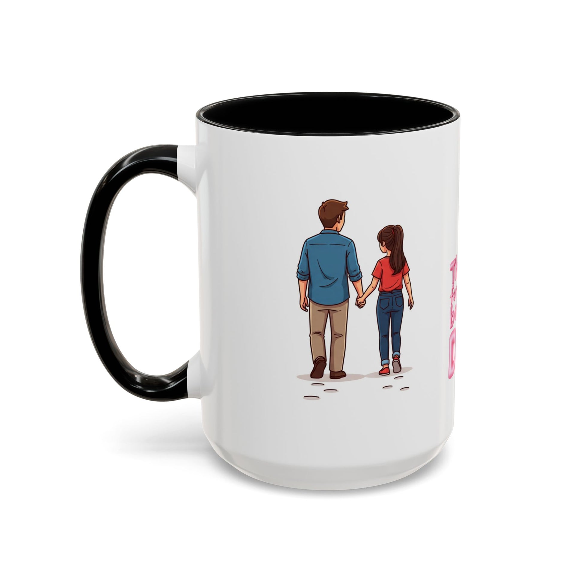 Emotional Dad quote on 15oz black interior mug - Extra capacity gift
