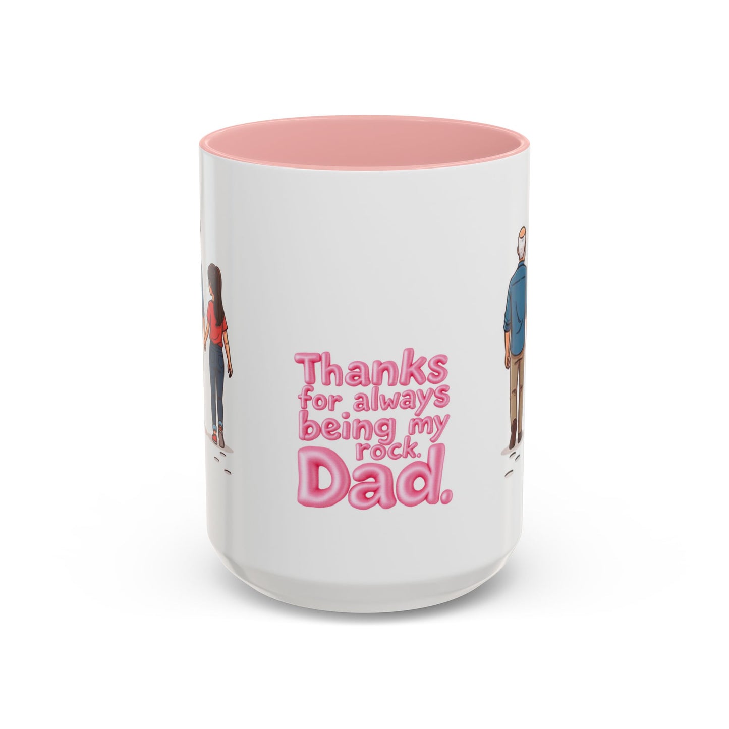 Large 15oz ceramic mug handle and pink interior detail - Pikuizee