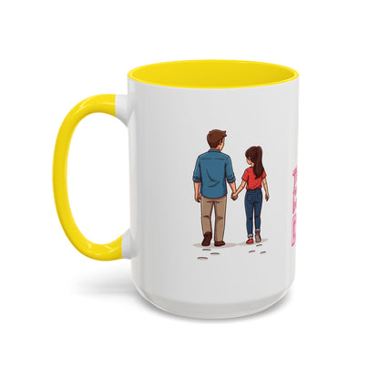 Emotional Dad quote on 15oz yellow interior mug - Extra capacity gift