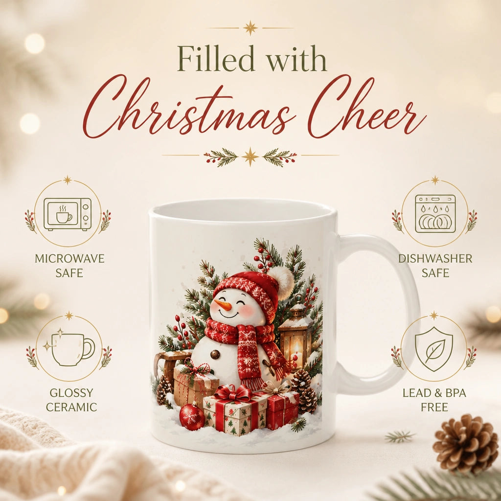 Merry & Bright Christmas Ceramic Mug | Festive Holiday Gift - new - Product Feature
