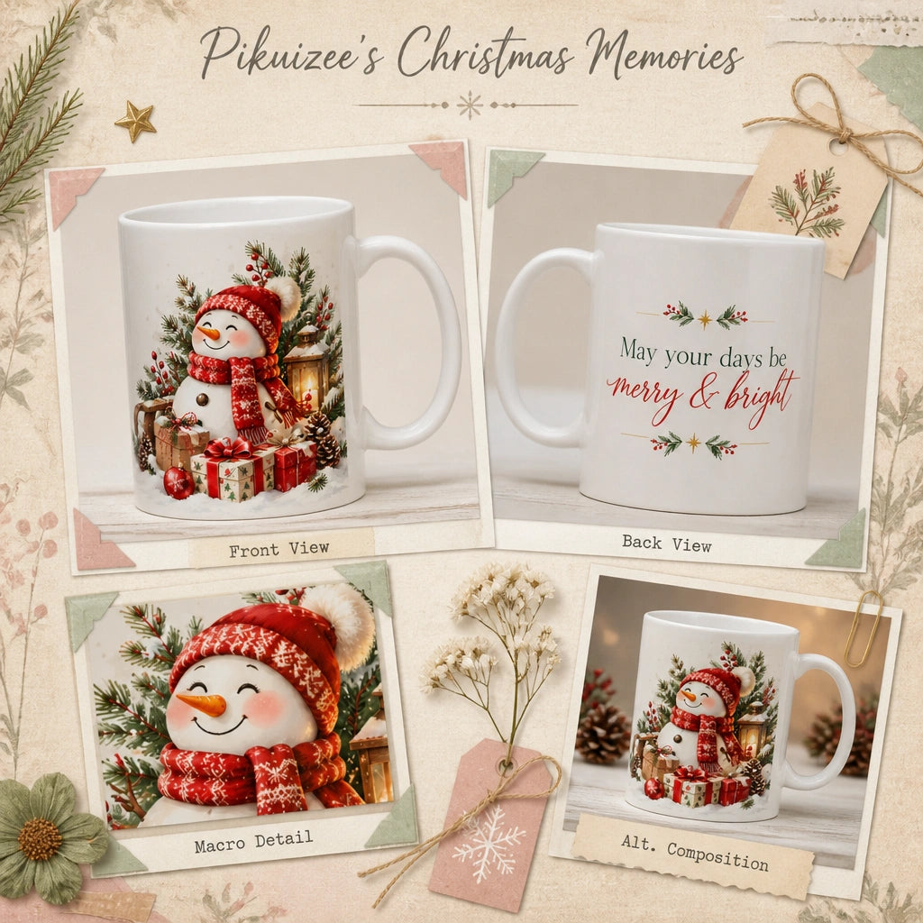 Merry & Bright Christmas Ceramic Mug | Festive Holiday Gift - new - Wrap Around Artwork
