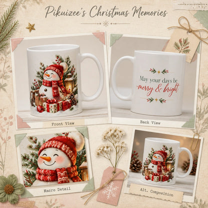 Merry & Bright Christmas Ceramic Mug | Festive Holiday Gift - new - Wrap Around Artwork