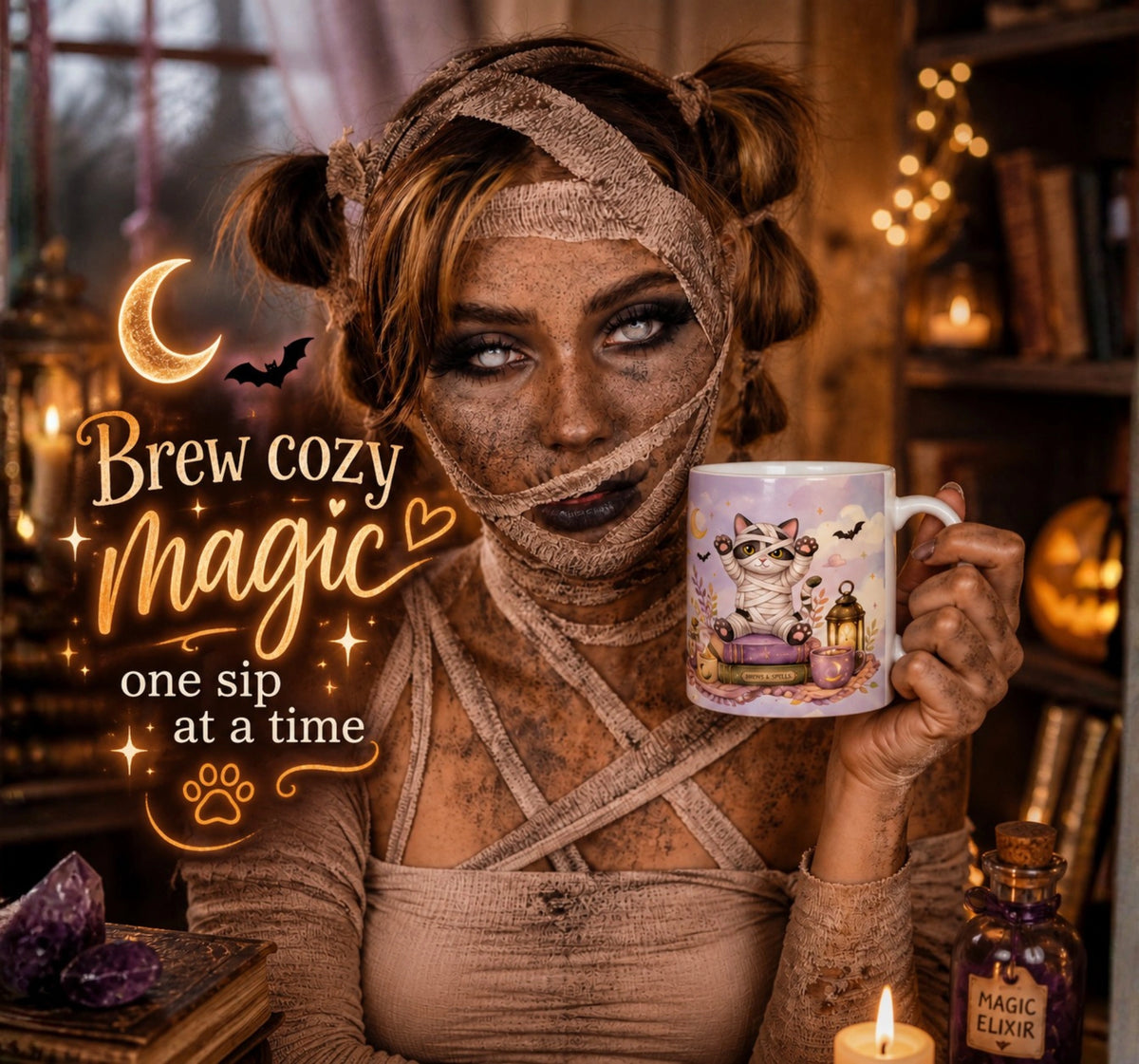 Mummy Cat Halloween Mug