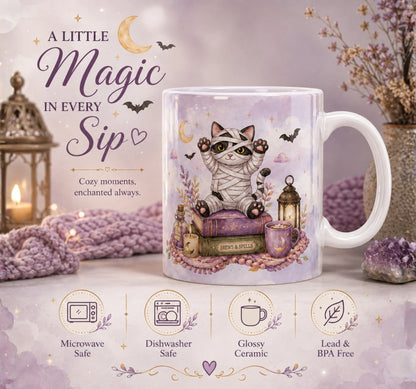 Mummy Cat Halloween Mug
