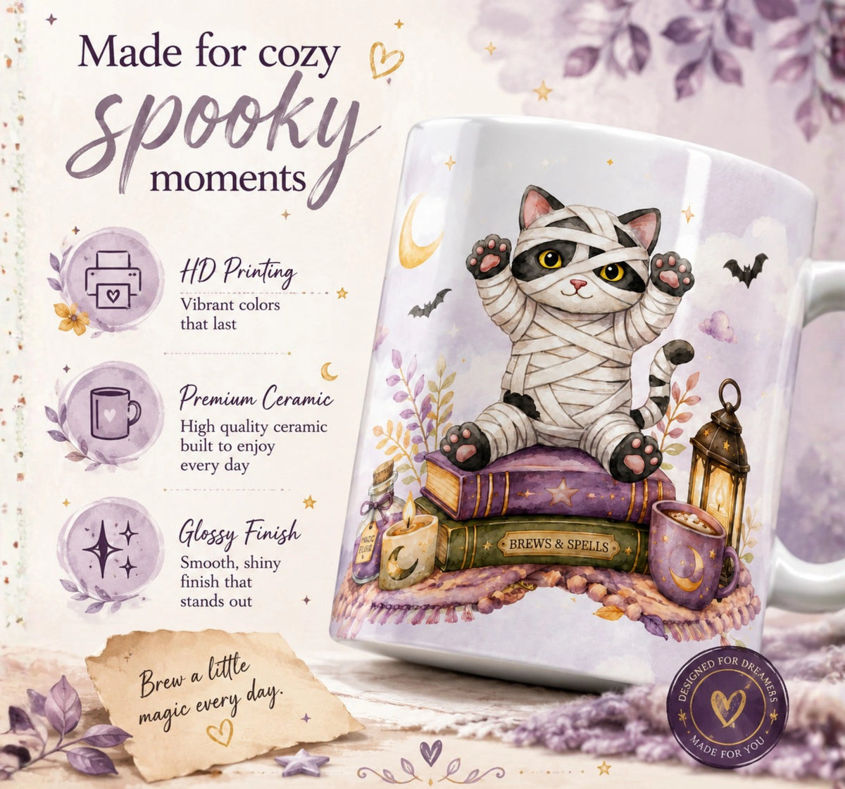 Mummy Cat Halloween Mug