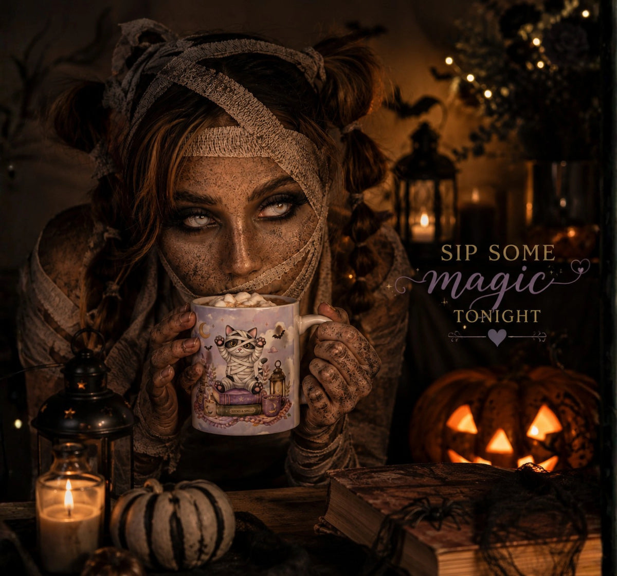 Mummy Cat Halloween Mug