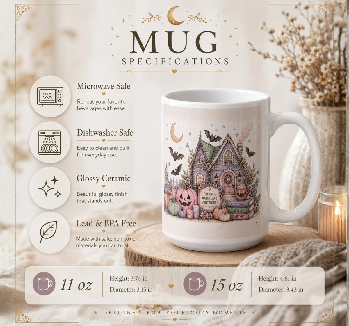 Pastel Halloween Haunted House Mug