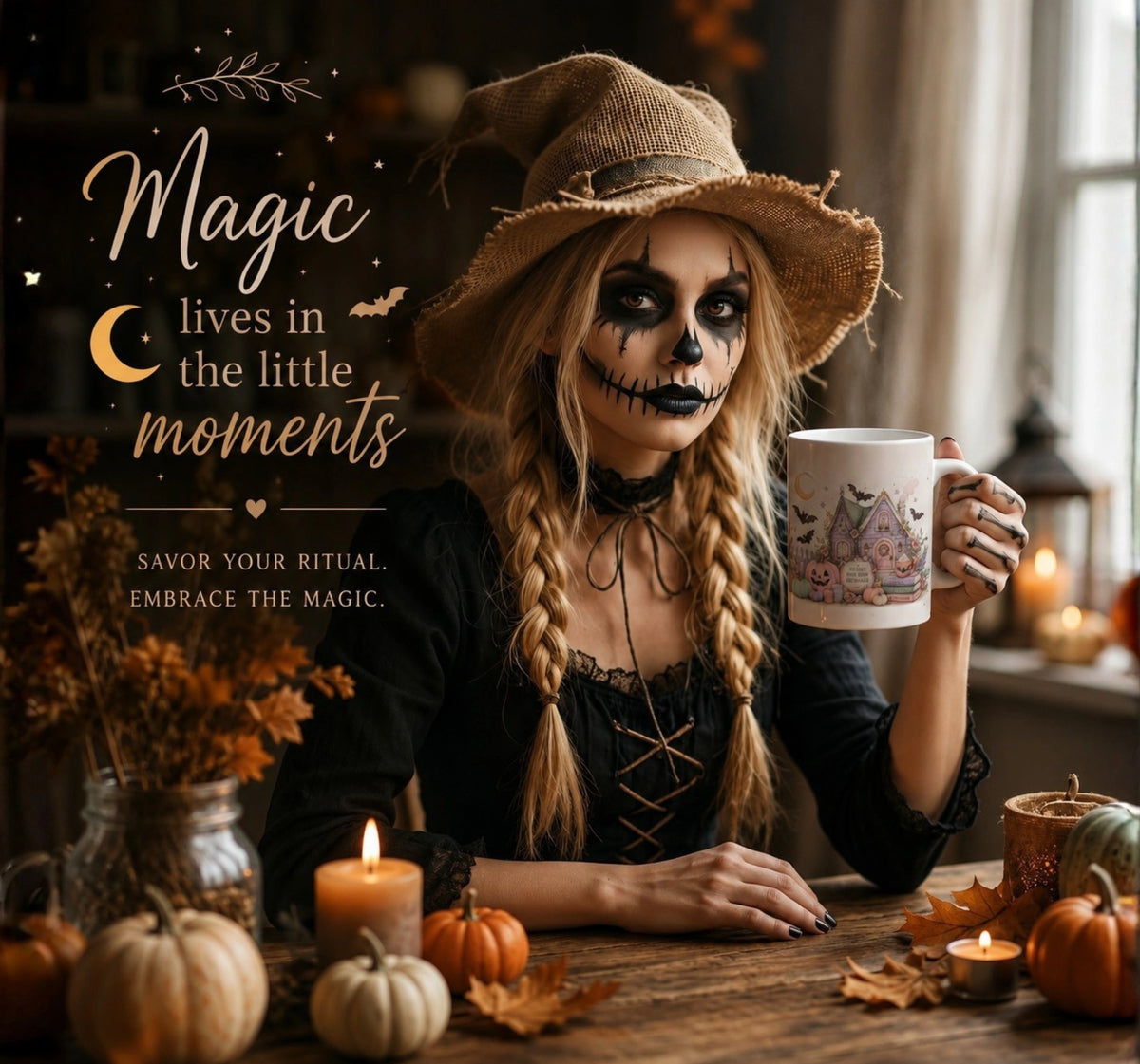 Pastel Halloween Haunted House Mug