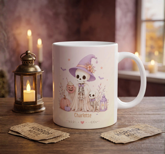 Pastel Skeleton Witch Halloween Mug