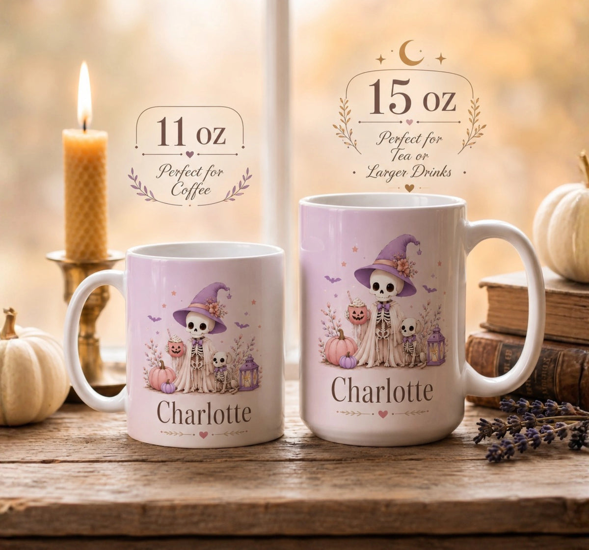 Pastel Skeleton Witch Halloween Mug