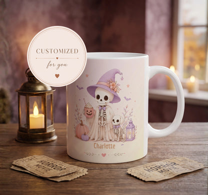 Pastel Skeleton Witch Halloween Mug