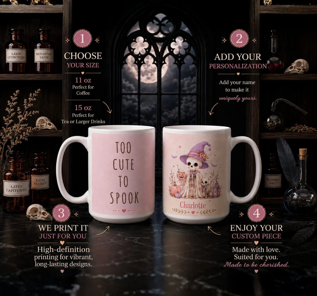 Pastel Skeleton Witch Halloween Mug