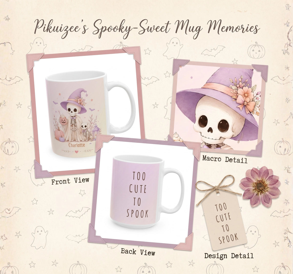 Pastel Skeleton Witch Halloween Mug