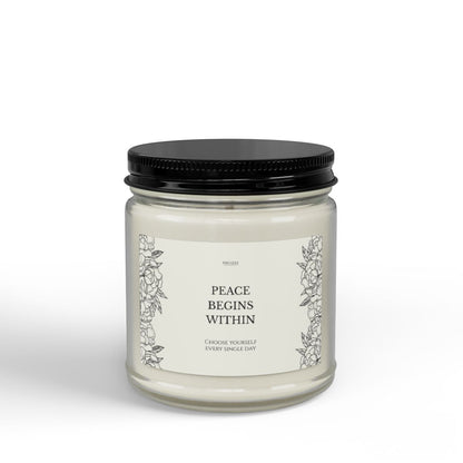 Peace Begins Within Soy Candle | Mindfulness Inspirational Gift