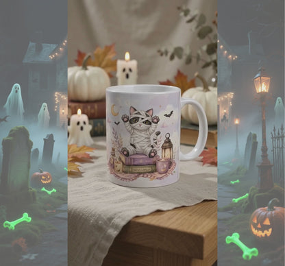 Mummy Cat Halloween Mug