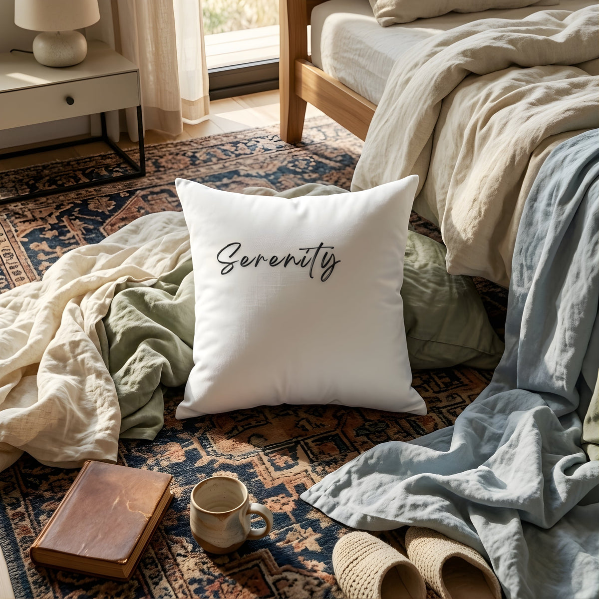 Serenity Accent Pillow Minimal Script Decor - Home Decor - bedroom pillow - calm home - Photo 4