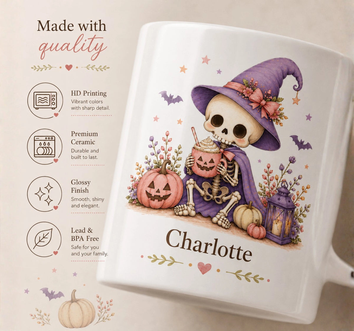 Skeleton Witch Halloween Mug