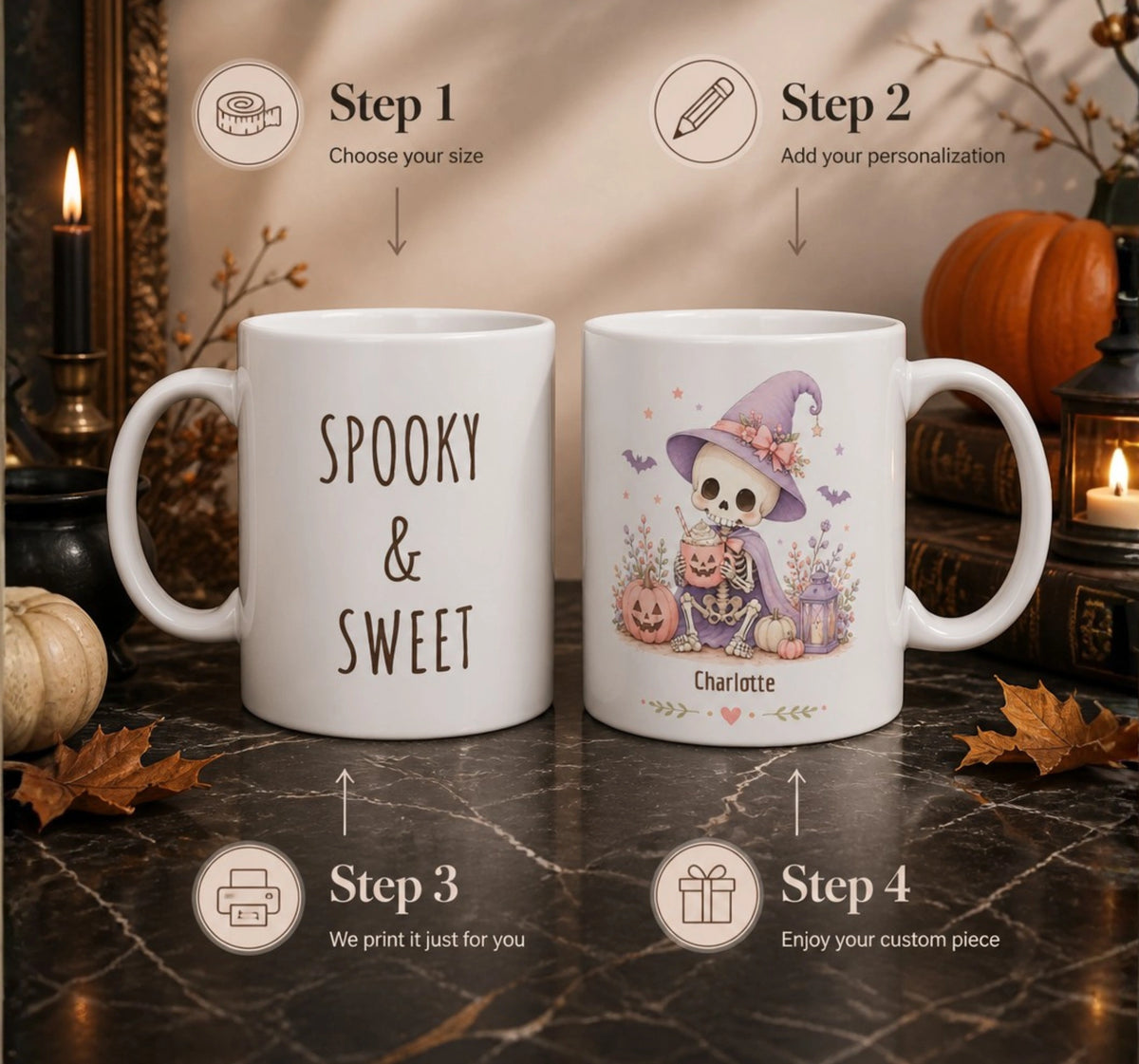 Skeleton Witch Halloween Mug