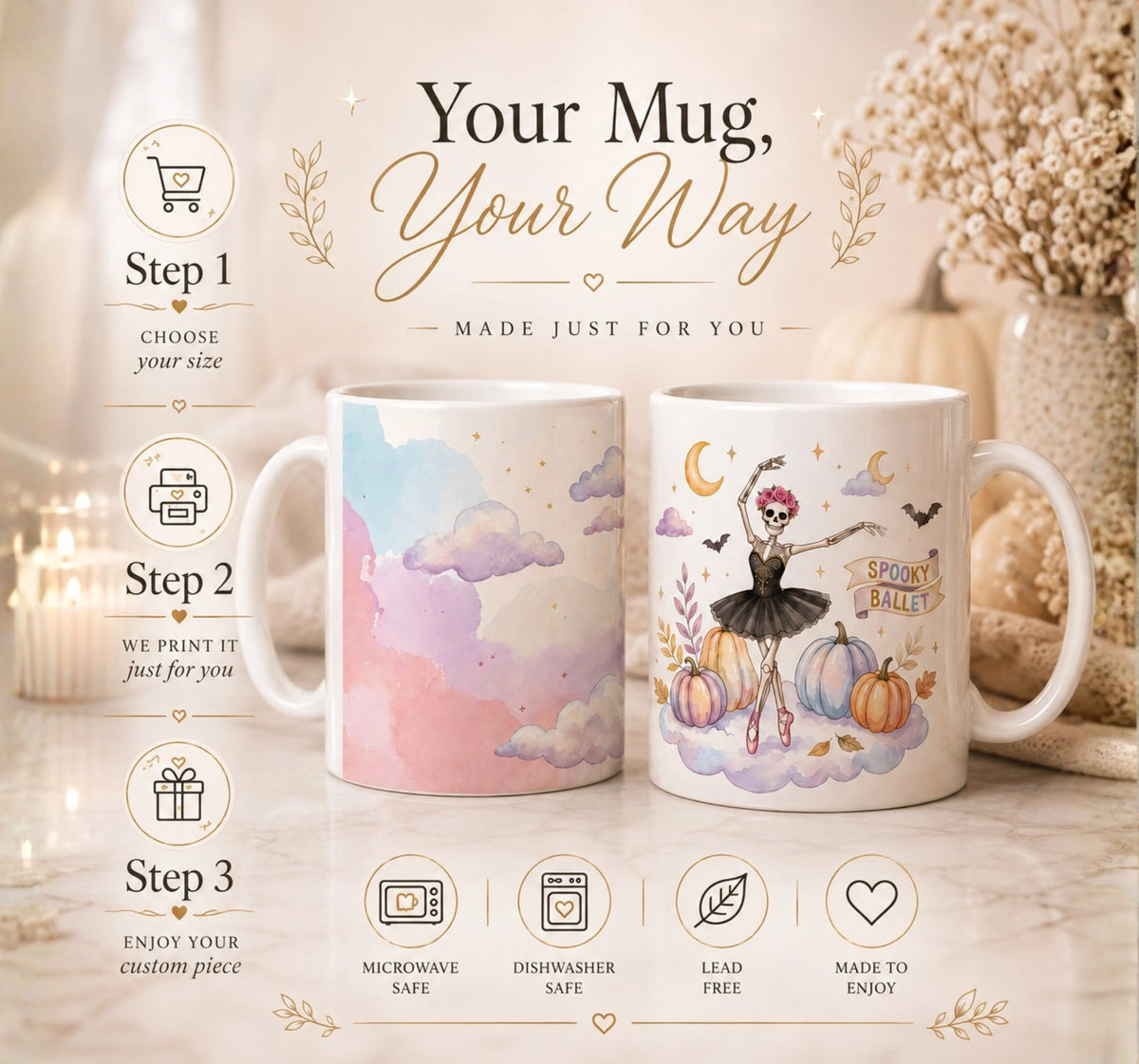 Spooky Ballet Skeleton Mug