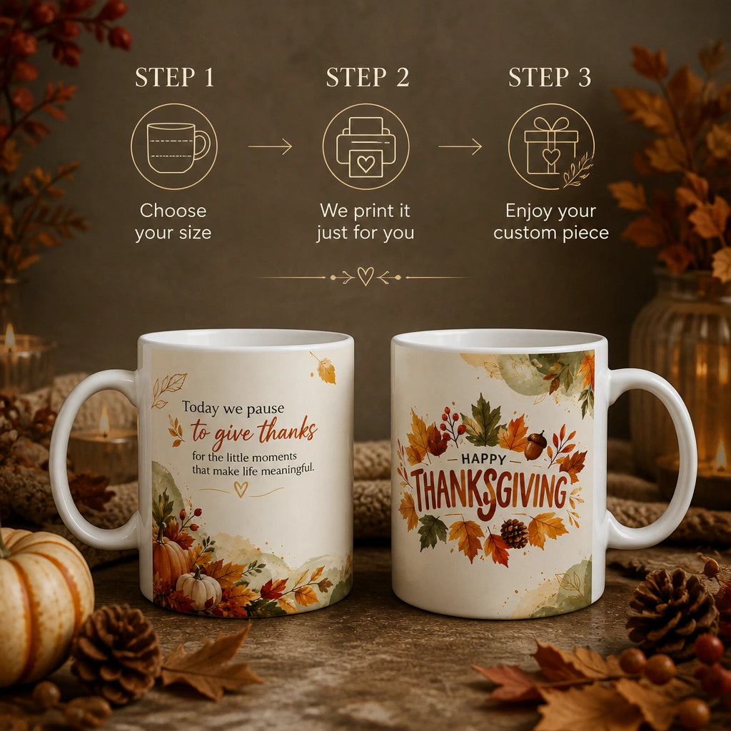 Thanksgiving Gratitude Ceramic Mug | Autumn Harvest Gift - new - Personalization Process