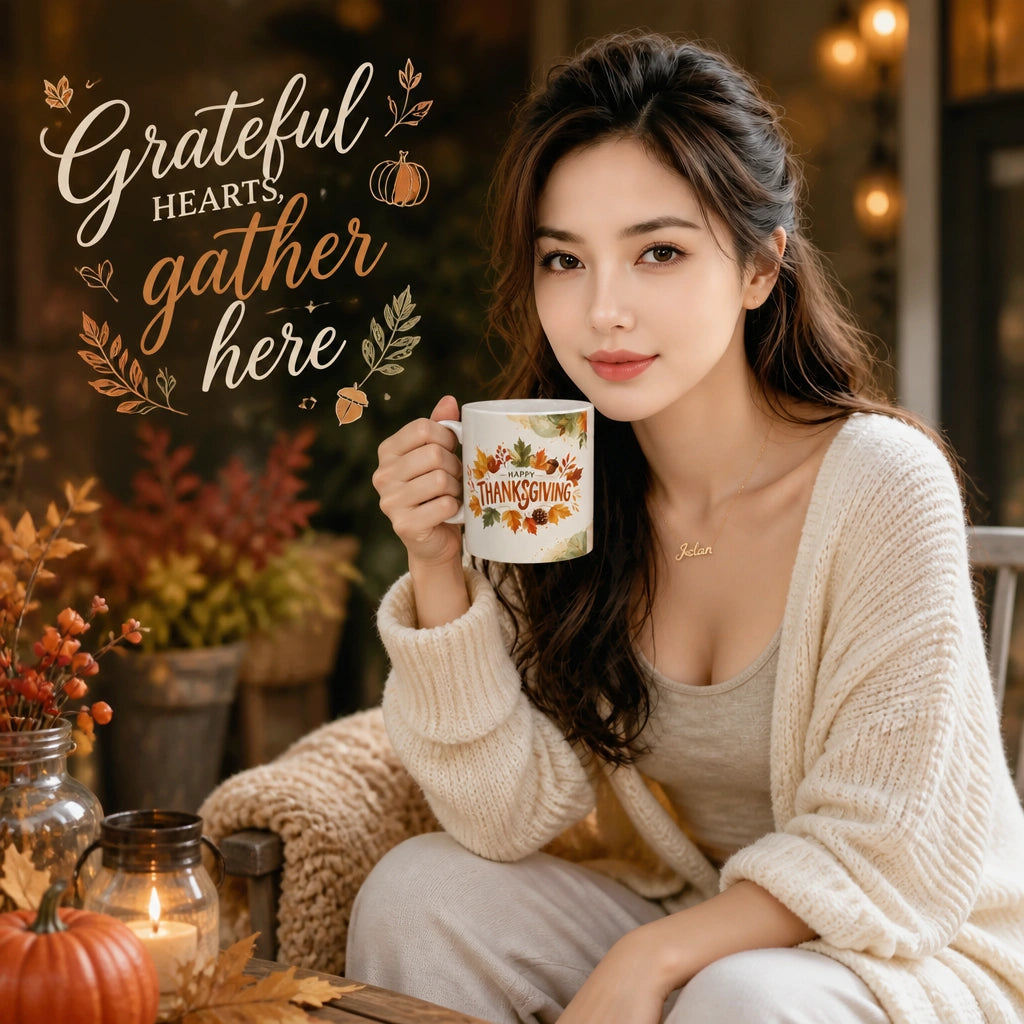 Thanksgiving Gratitude Ceramic Mug | Autumn Harvest Gift - new - Seasonal Lifestyle