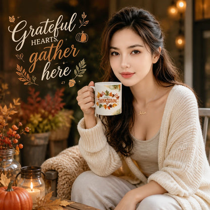 Thanksgiving Gratitude Ceramic Mug | Autumn Harvest Gift - new - Seasonal Lifestyle