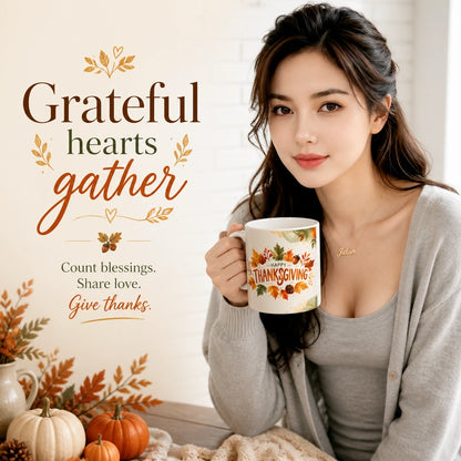 Thanksgiving Gratitude Ceramic Mug | Autumn Harvest Gift - new - Seasonal Ritual