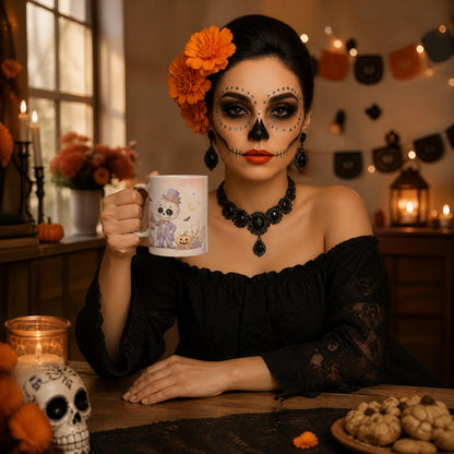 Whimsical Skeleton Halloween Ceramic Mug | Spooky Gift - new - Lifestyle Video Imagen