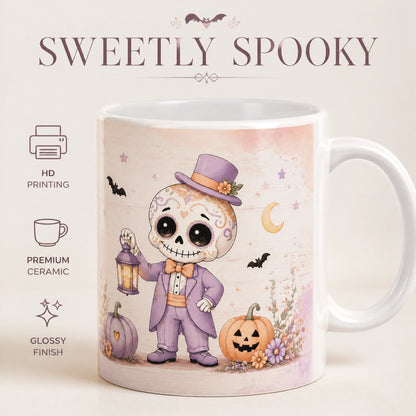 Whimsical Skeleton Halloween Ceramic Mug | Spooky Gift - new - Premium Detail