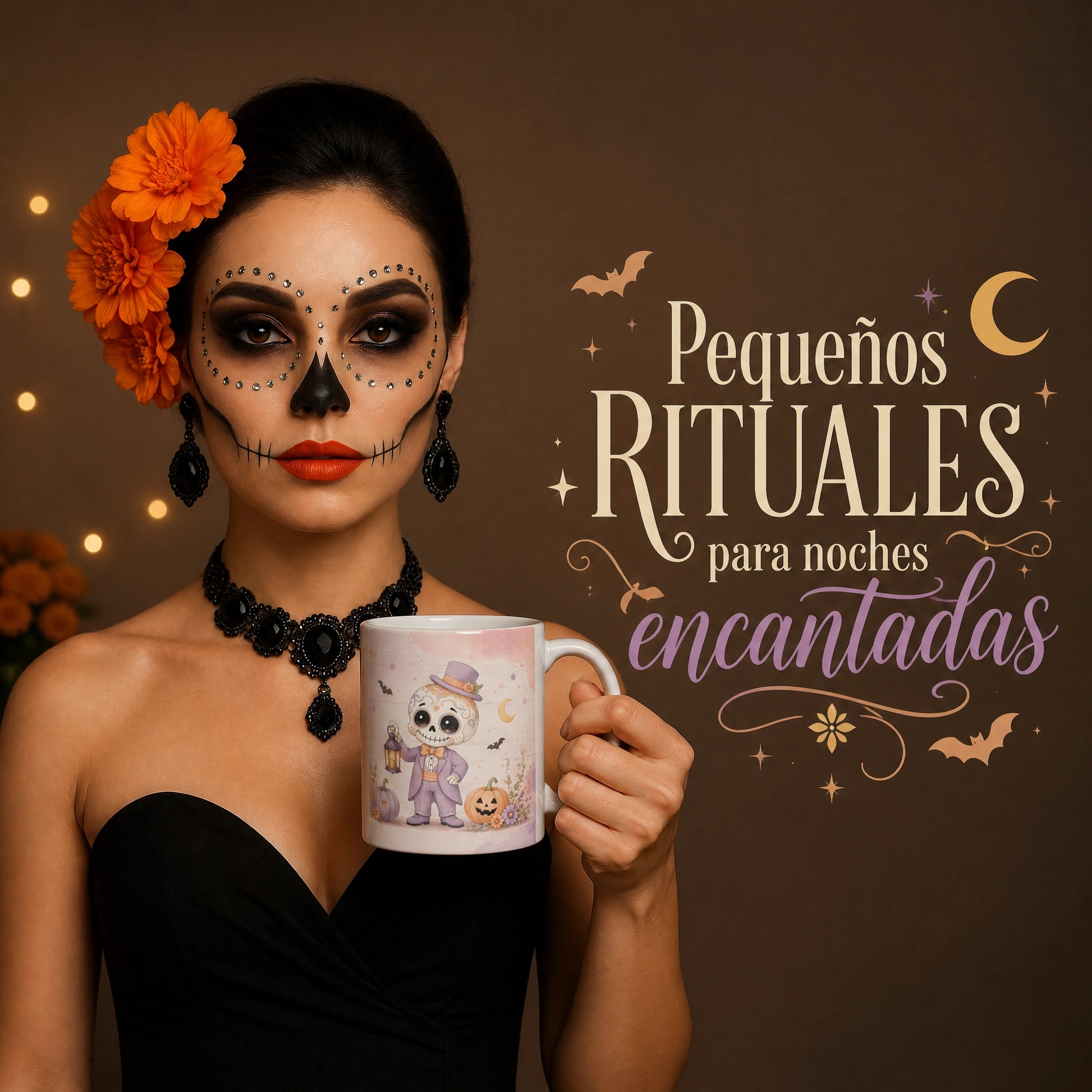 Whimsical Skeleton Halloween Ceramic Mug | Spooky Gift - new - Seasonal Ritual