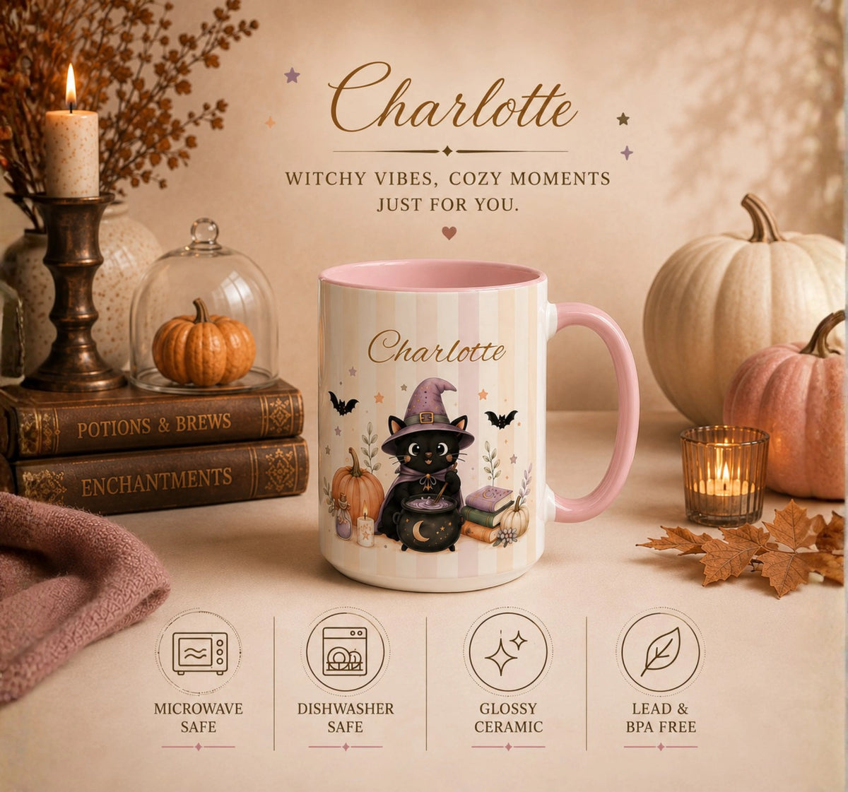 Witch Cat Halloween Mug