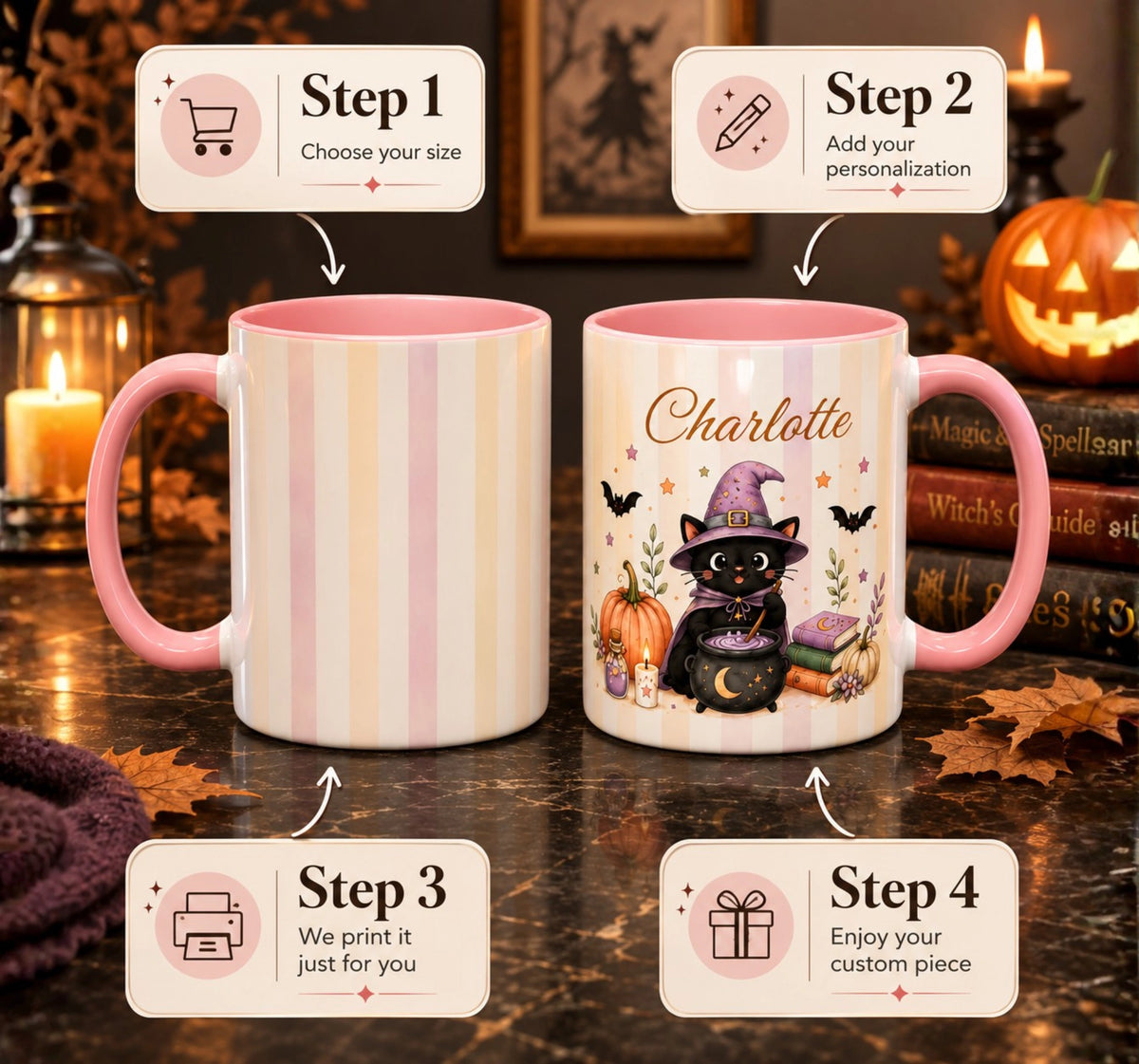 Witch Cat Halloween Mug