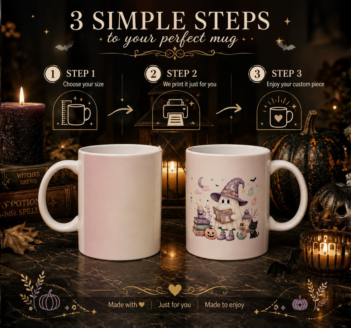 Witch Ghost Halloween Mug - Personalization Process