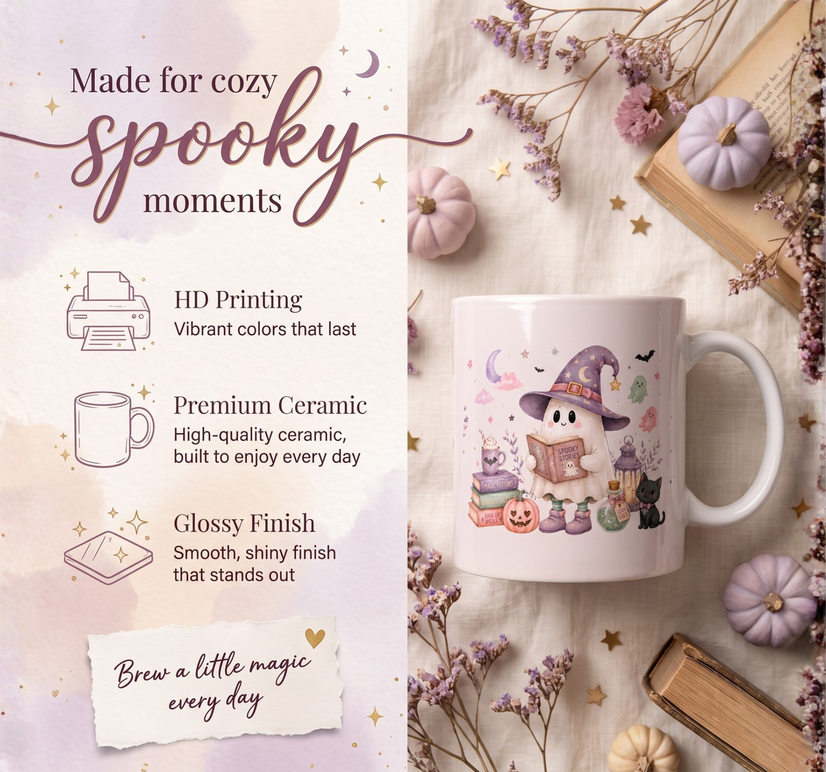 Witch Ghost Halloween Mug - Premium Detail