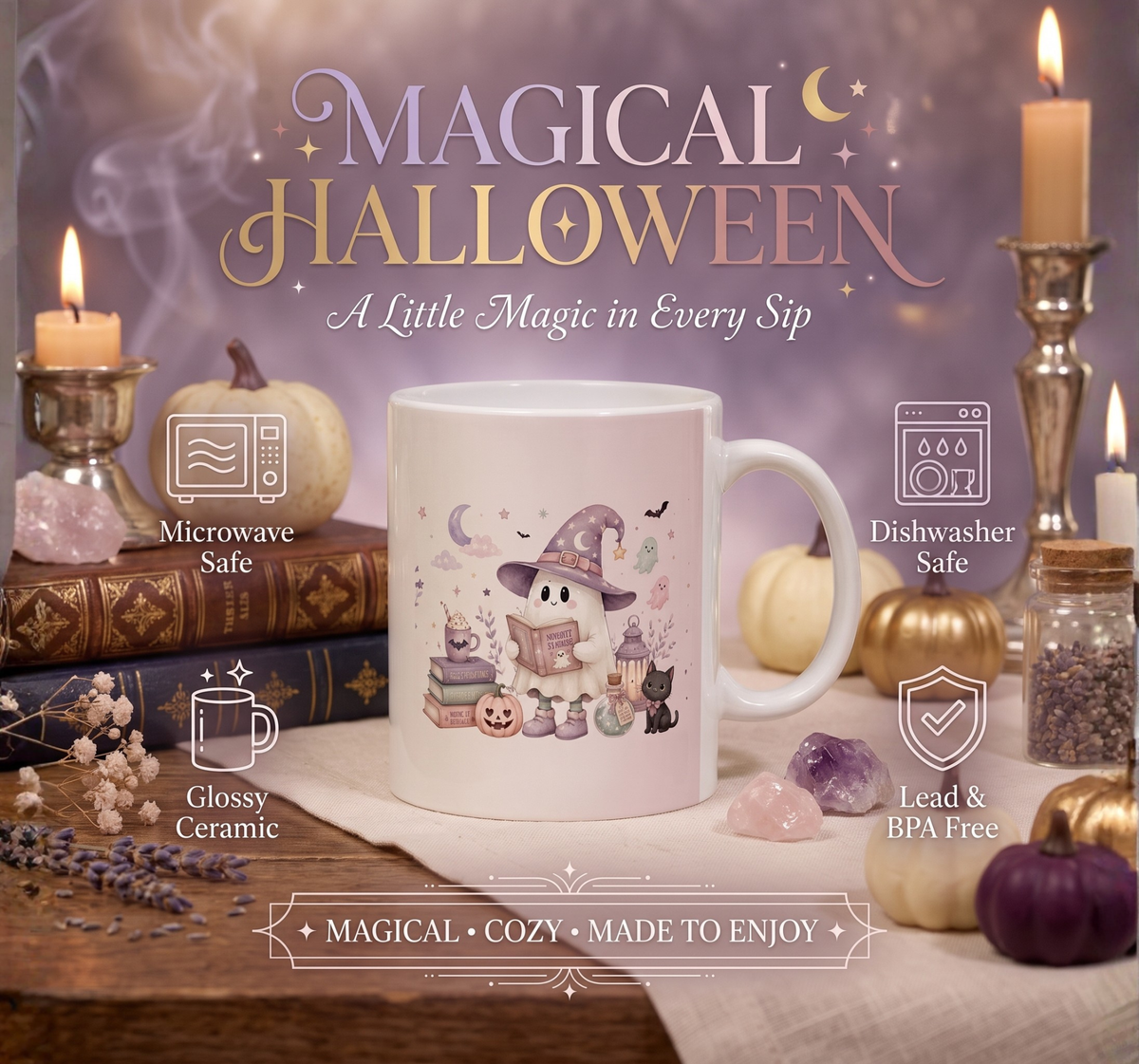 Witch Ghost Halloween Mug - Product Feature