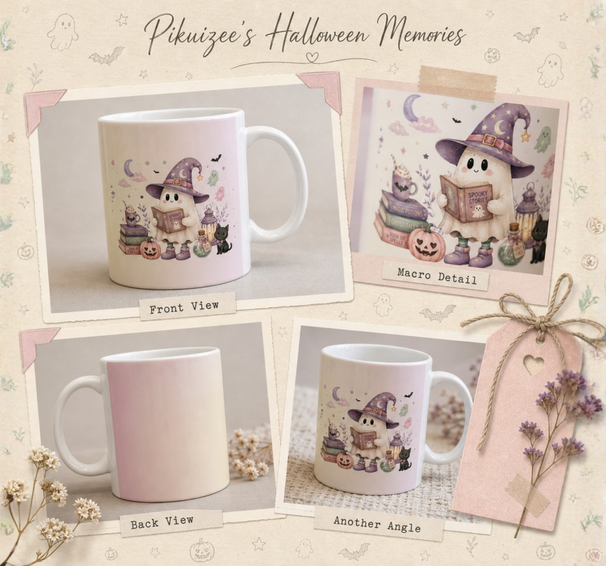 Witch Ghost Halloween Mug - Wrap Around Artwork