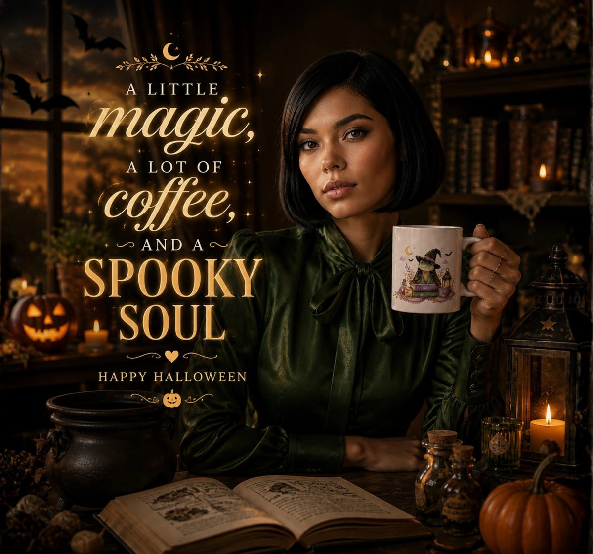 Witchy Frog Halloween Mug