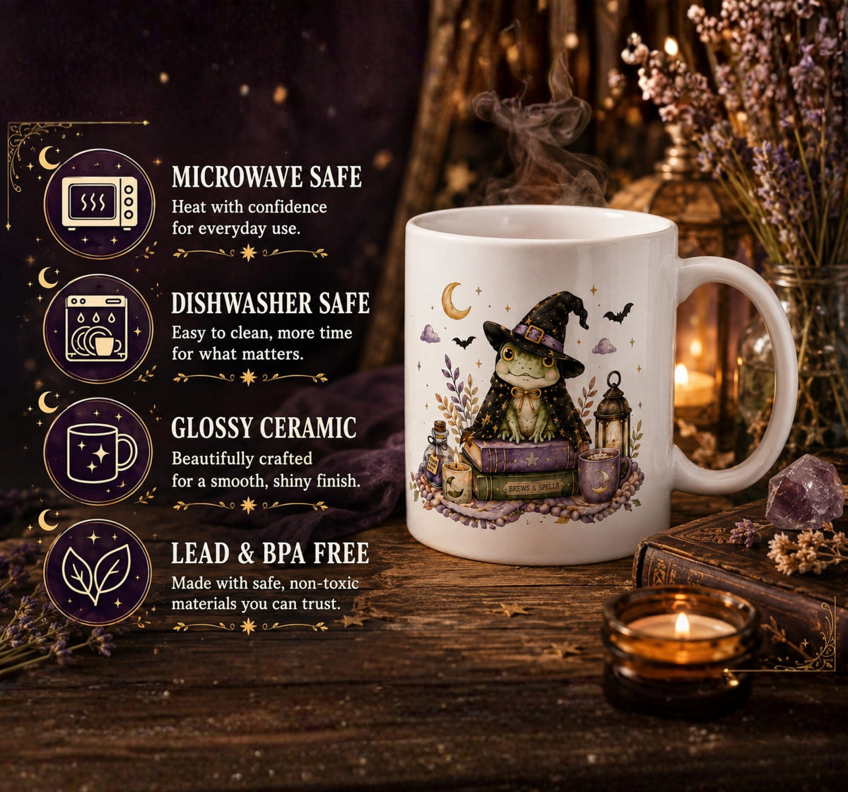 Witchy Frog Halloween Mug