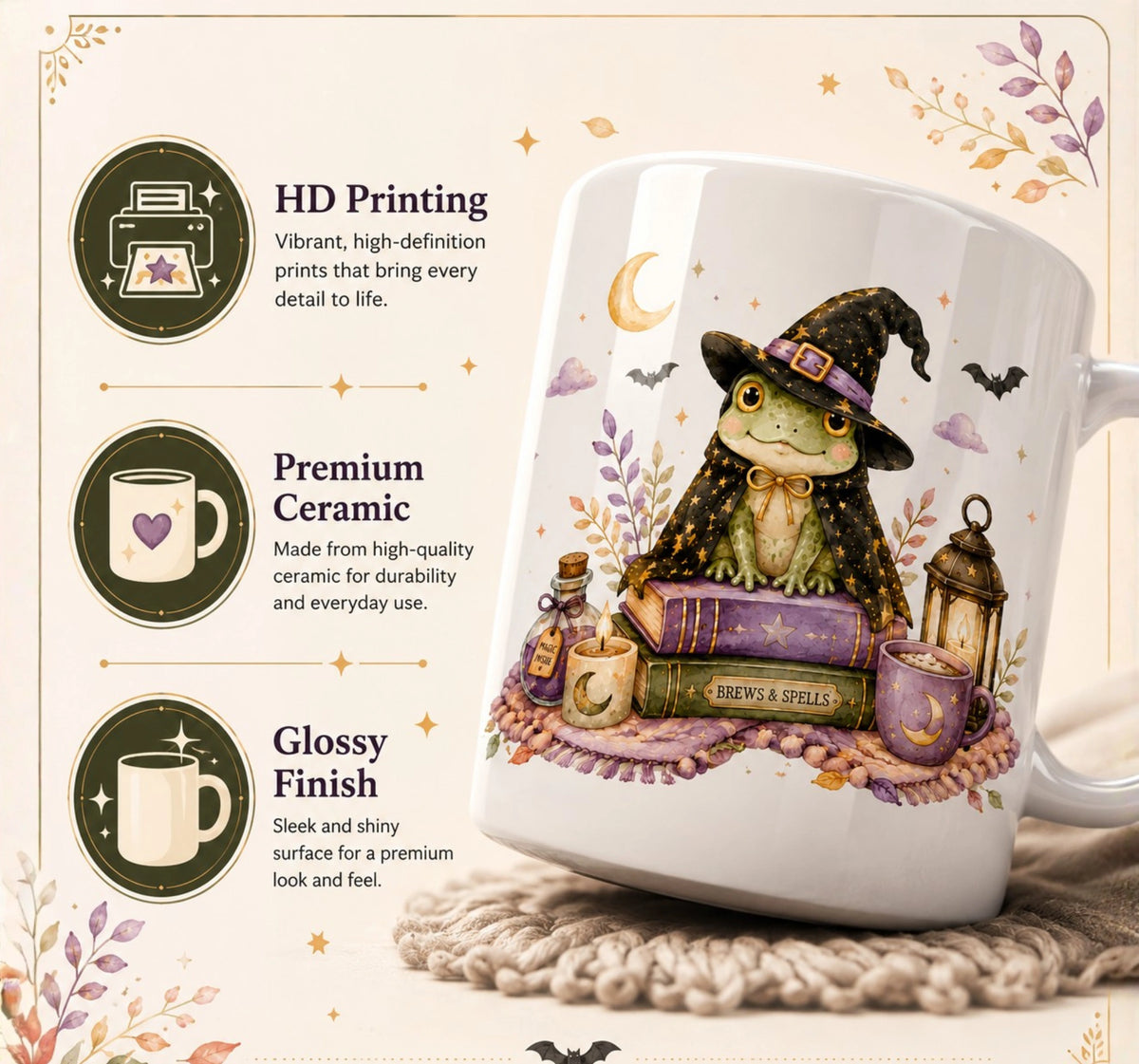 Witchy Frog Halloween Mug